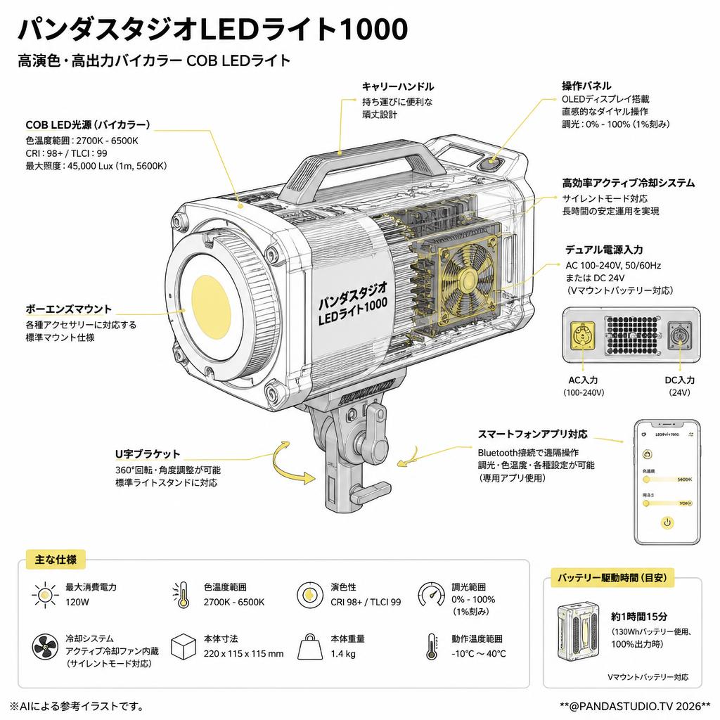 パンダスタジオLEDライト1000 スペック
