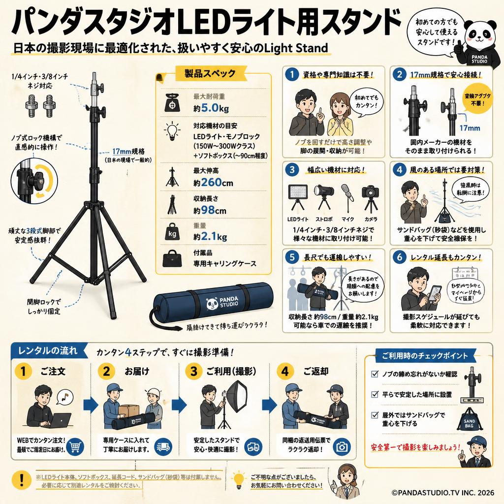 パンダスタジオLEDライト用スタンド FAQ（よくある質問と答え）