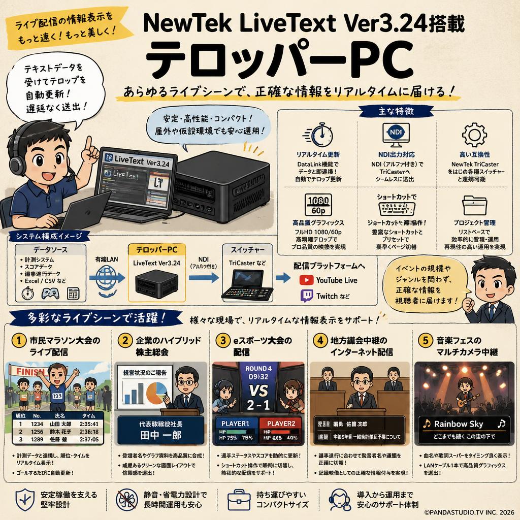 NewTek LiveText Ver3.24搭載 テロッパーPC 用途