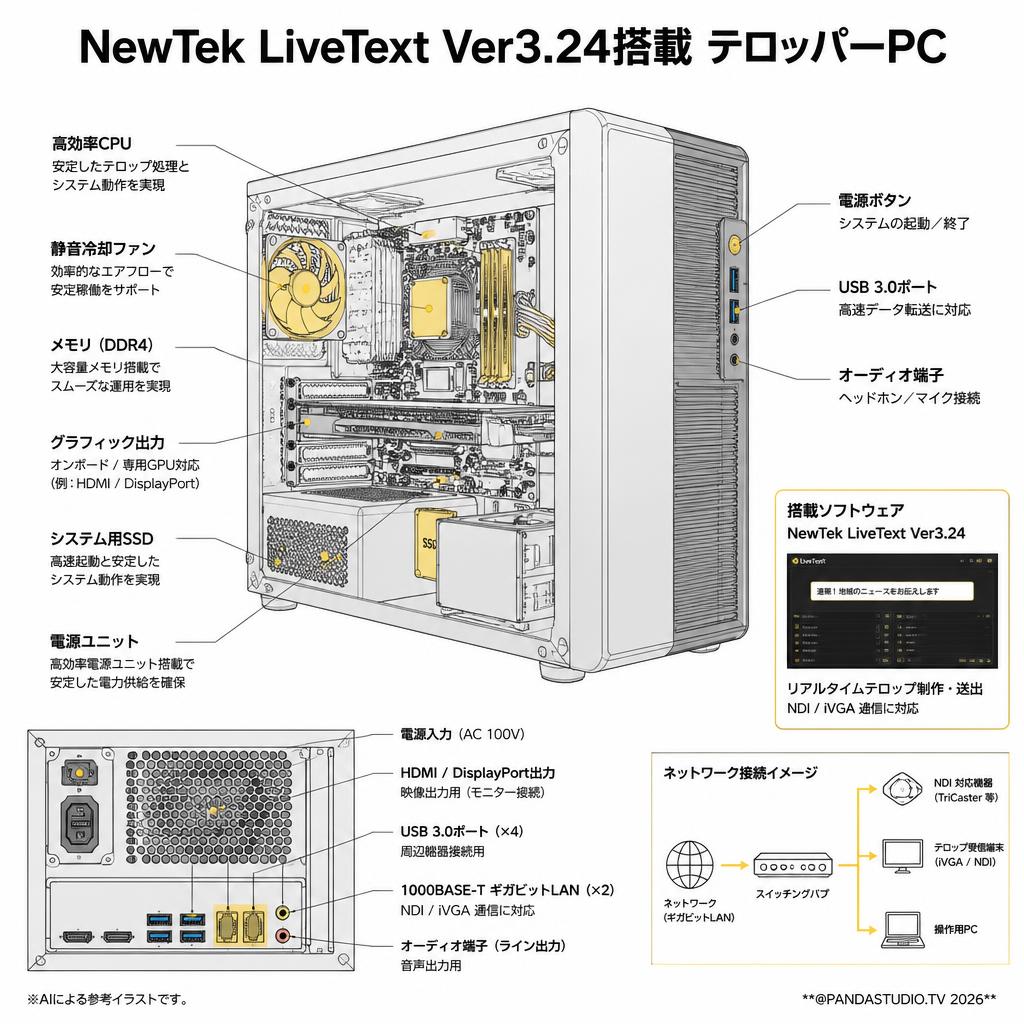 NewTek LiveText Ver3.24搭載 テロッパーPC スペック