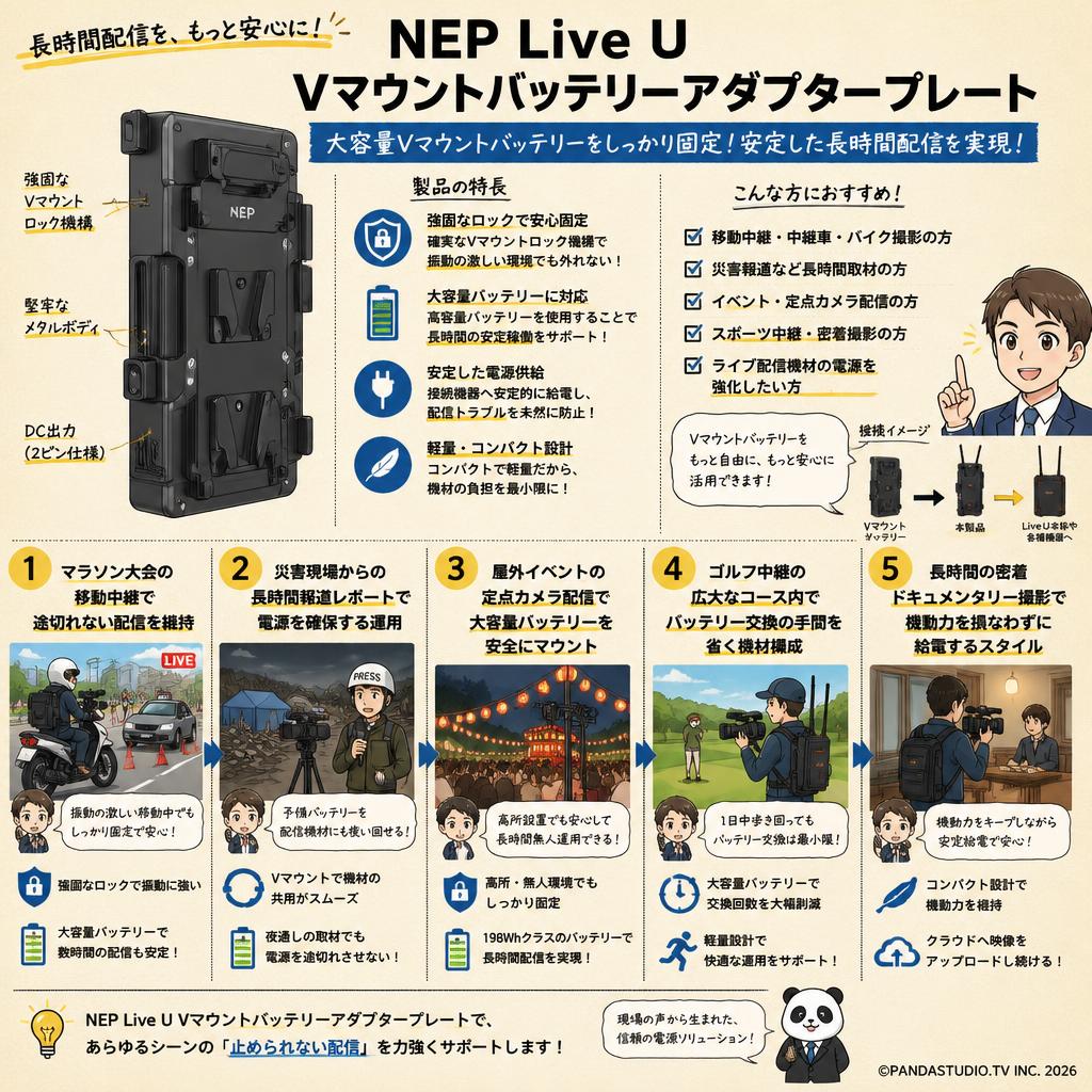 NEP Live U Vマウントバッテリーアダプタープレート 用途