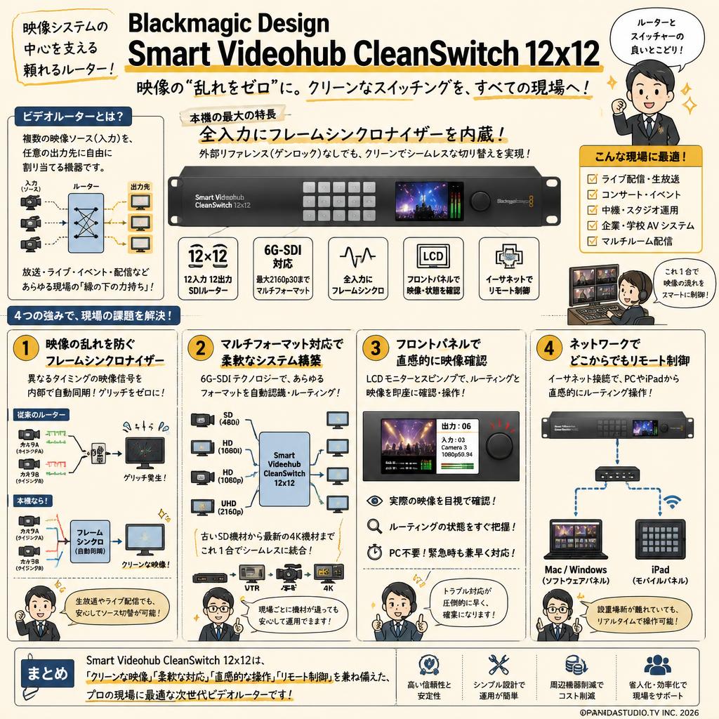 Blackmagic Design Smart Videohub CleanSwitch 12x12 概要