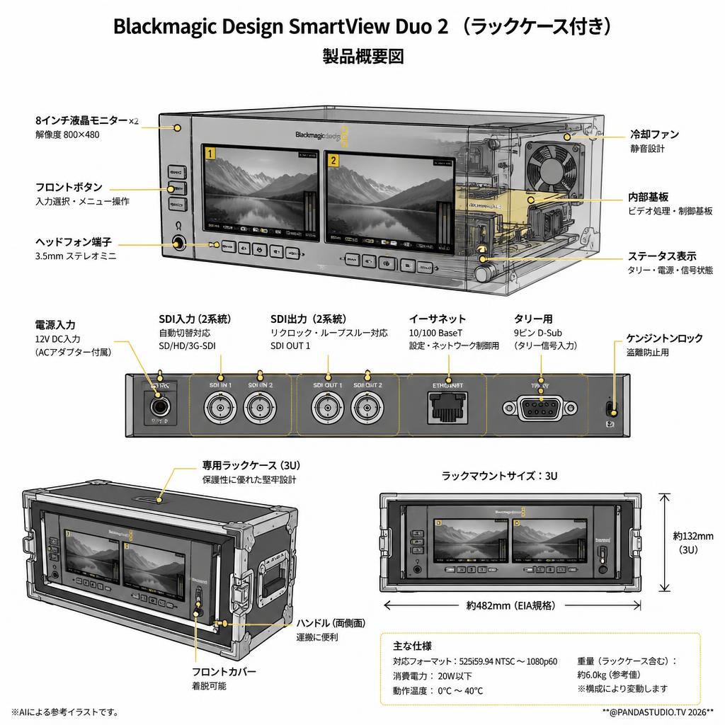 Blackmagic Design SmartView Duo 2 （ラックケース付き） スペック