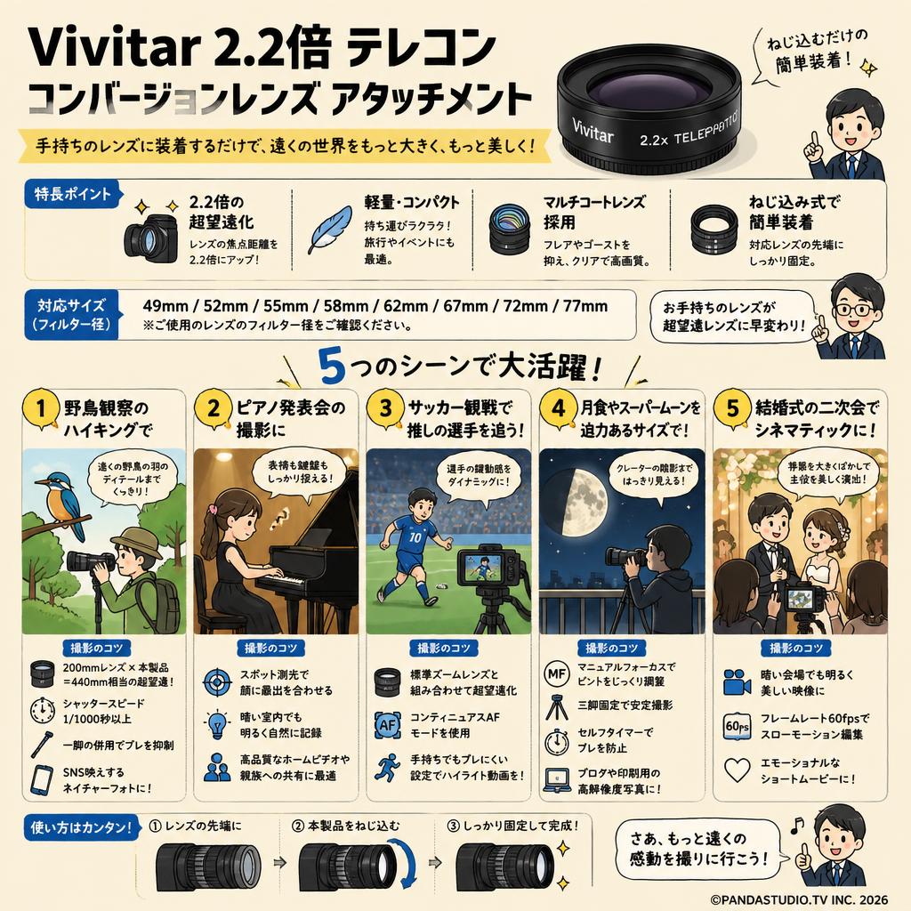 Vivitar 2.2x Telephoto Conversion Lens Attachment 用途