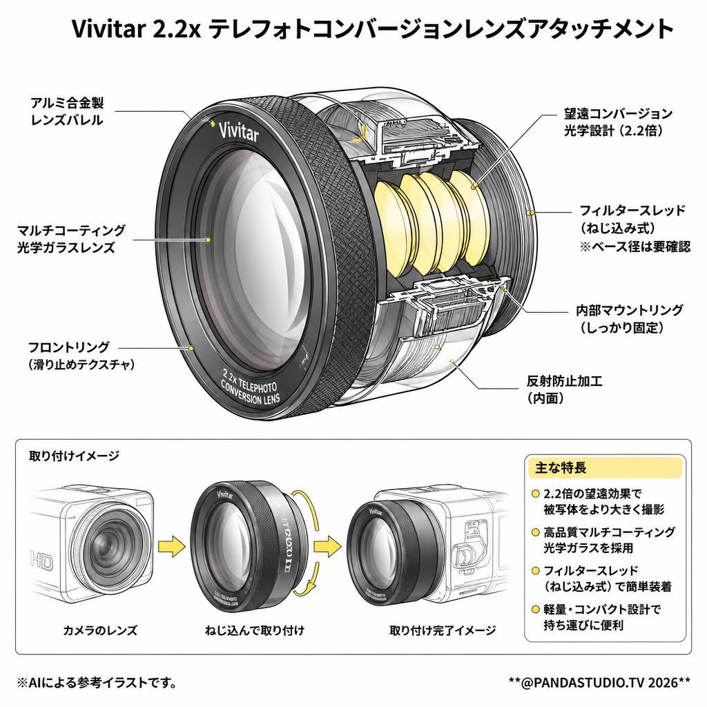 Vivitar 2.2x Telephoto Conversion Lens Attachment スペック