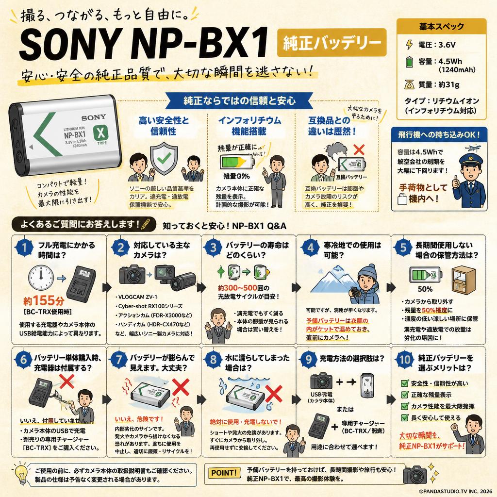 SONY NP-BX1  純正バッテリー FAQ（よくある質問と答え）