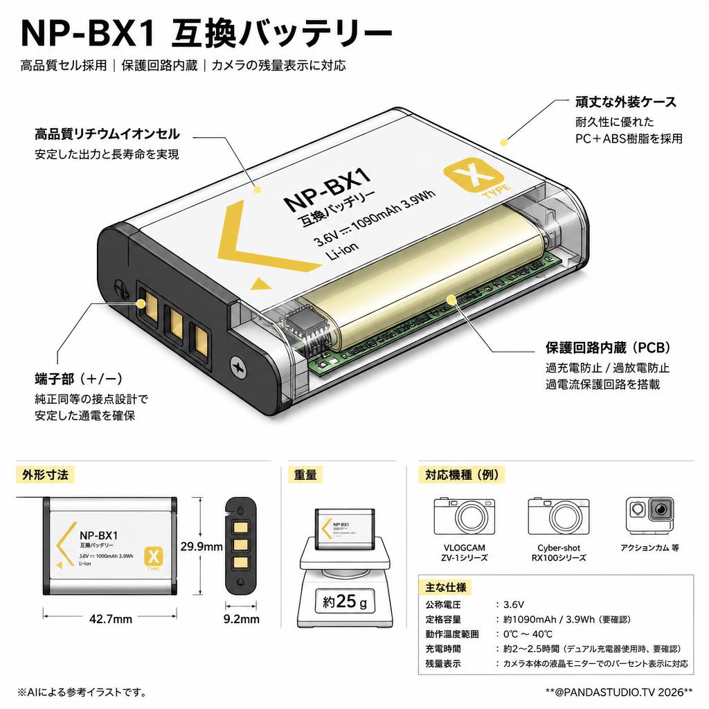 NP-BX1 互換バッテリー スペック