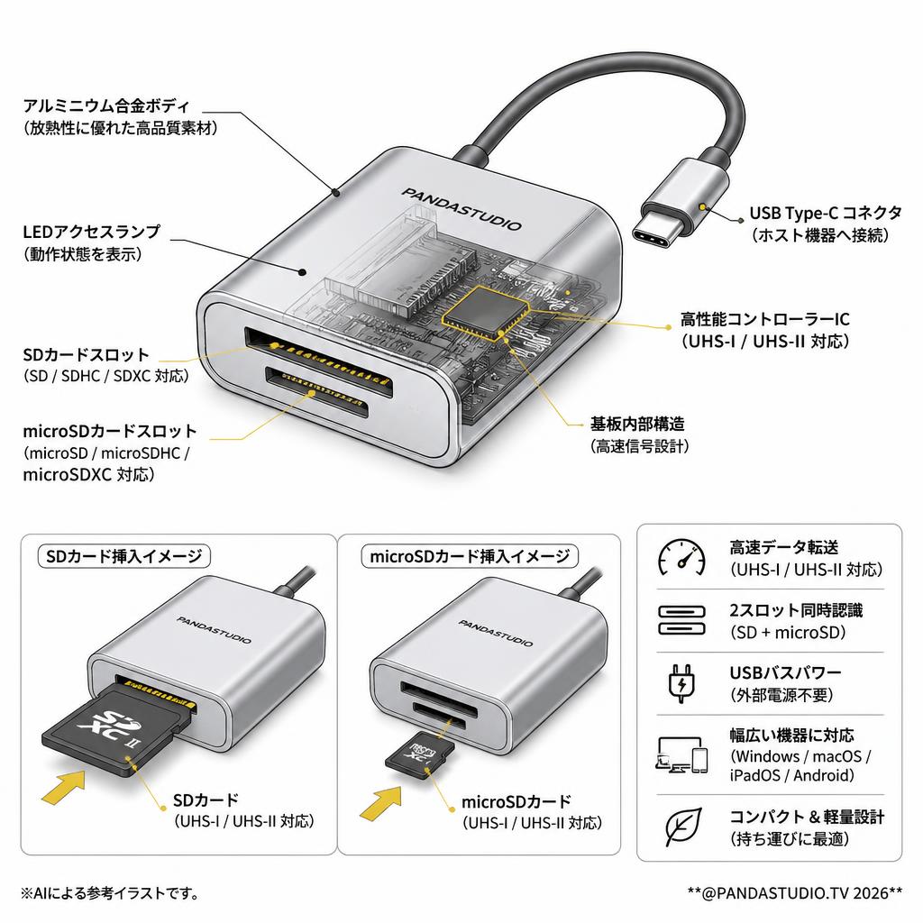 type-c microSD/SDカード専用カードリーダー スペック