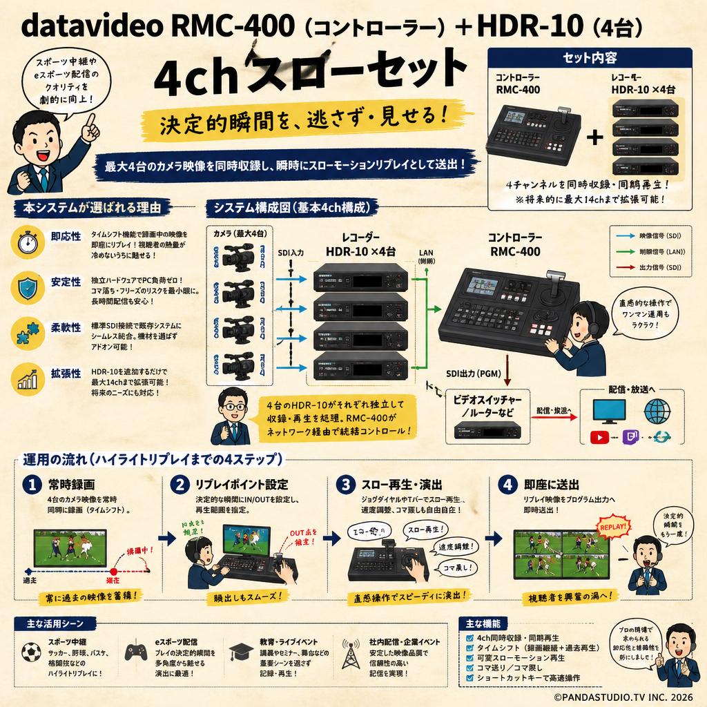datavideo RMC-400（コントローラー）＋HDR-10（4台）4chスローセット 概要