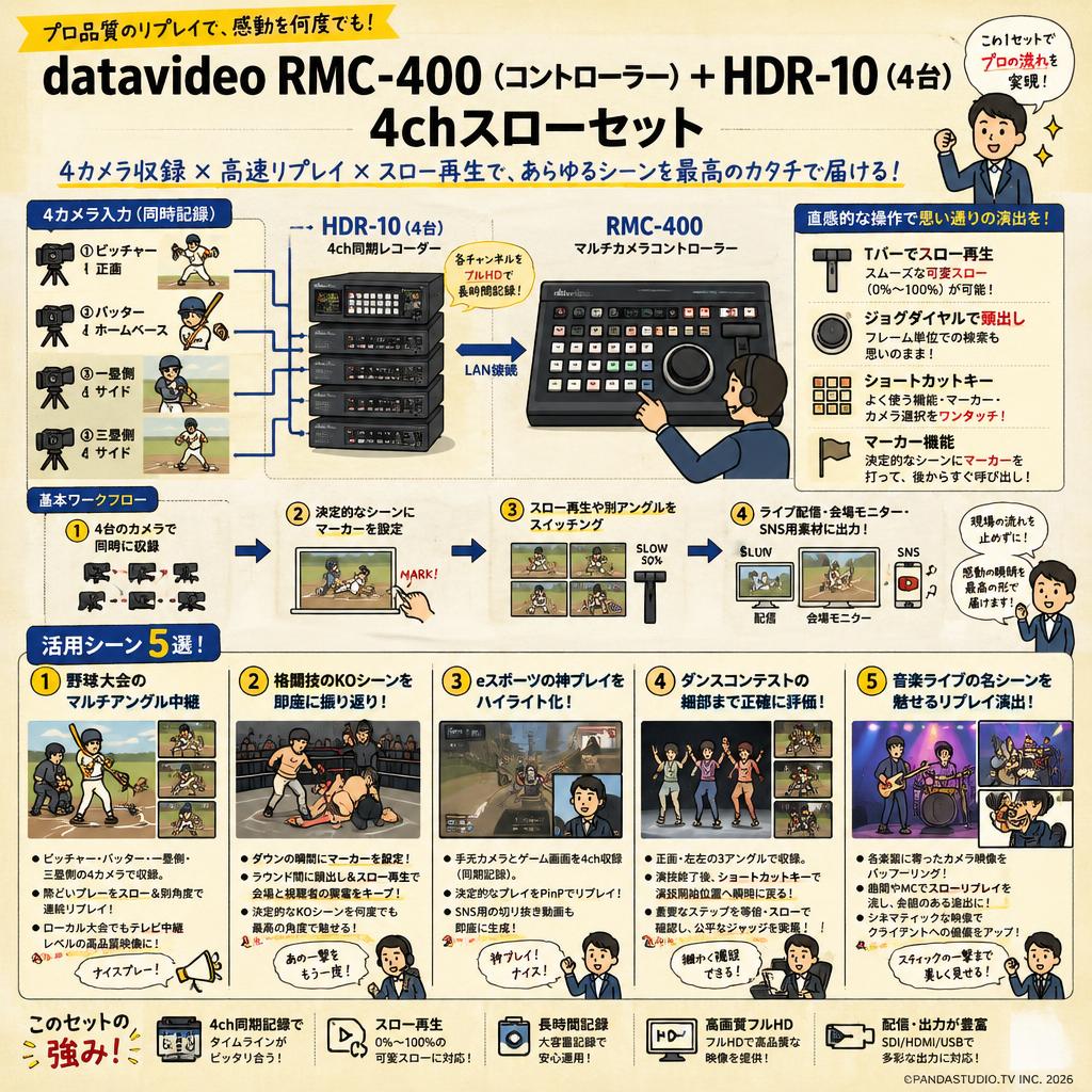 datavideo RMC-400（コントローラー）＋HDR-10（4台）4chスローセット 用途