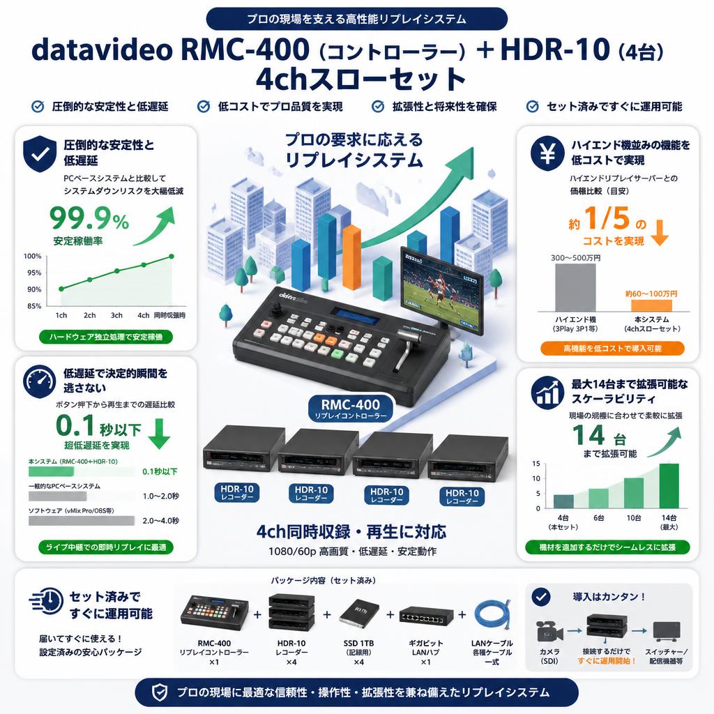 datavideo RMC-400（コントローラー）＋HDR-10（4台）4chスローセット セールスポイント