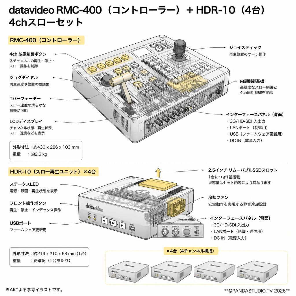 datavideo RMC-400（コントローラー）＋HDR-10（4台）4chスローセット スペック