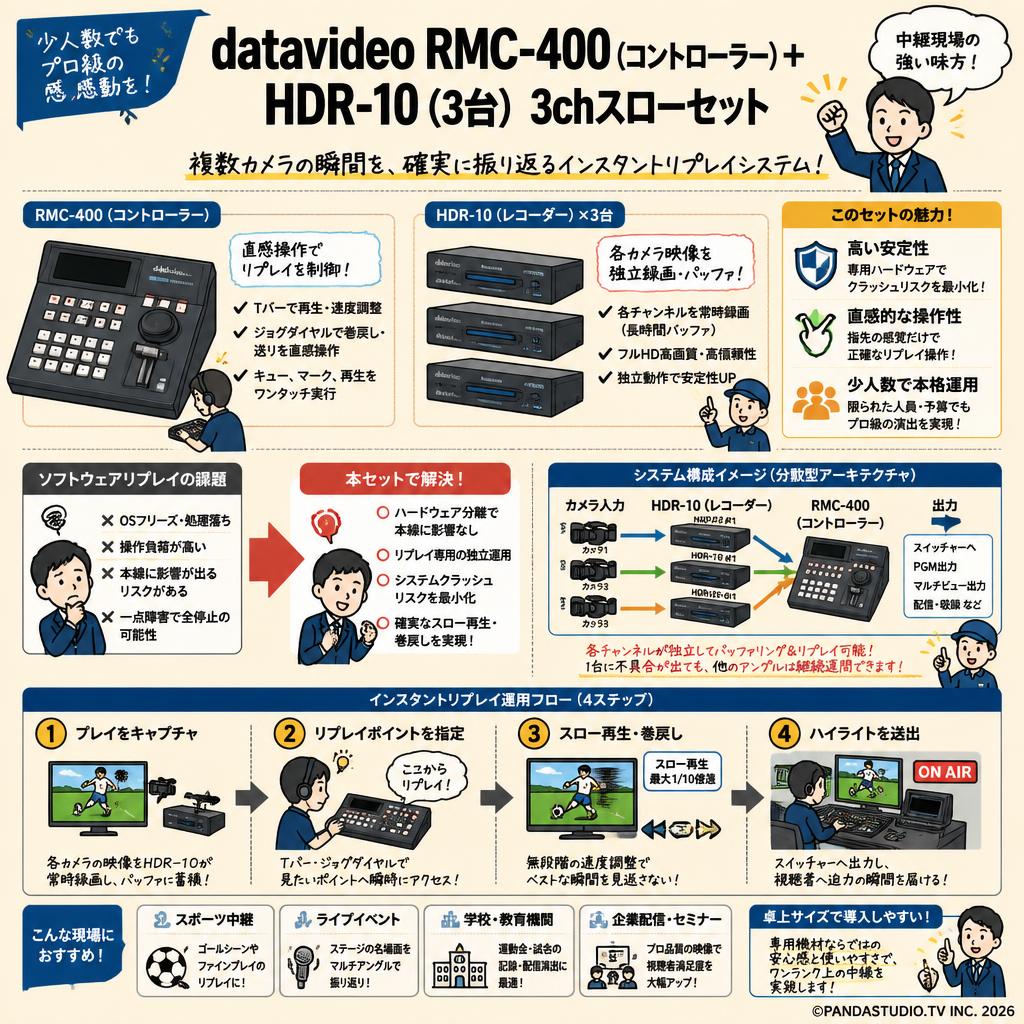 datavideo RMC-400（コントローラー）＋HDR-10（3台）3chスローセット 概要