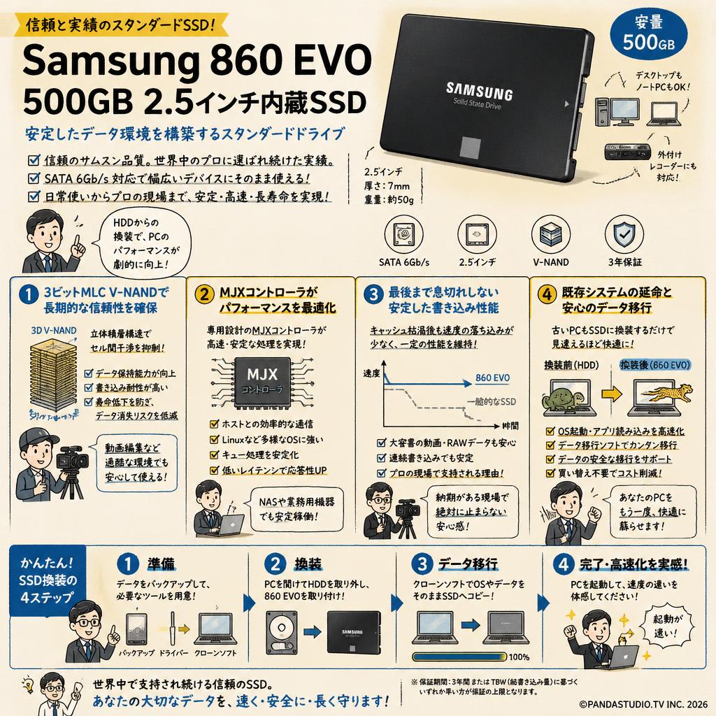 Samsung 860 EVO 500GB  2.5インチ内臓SSD 概要