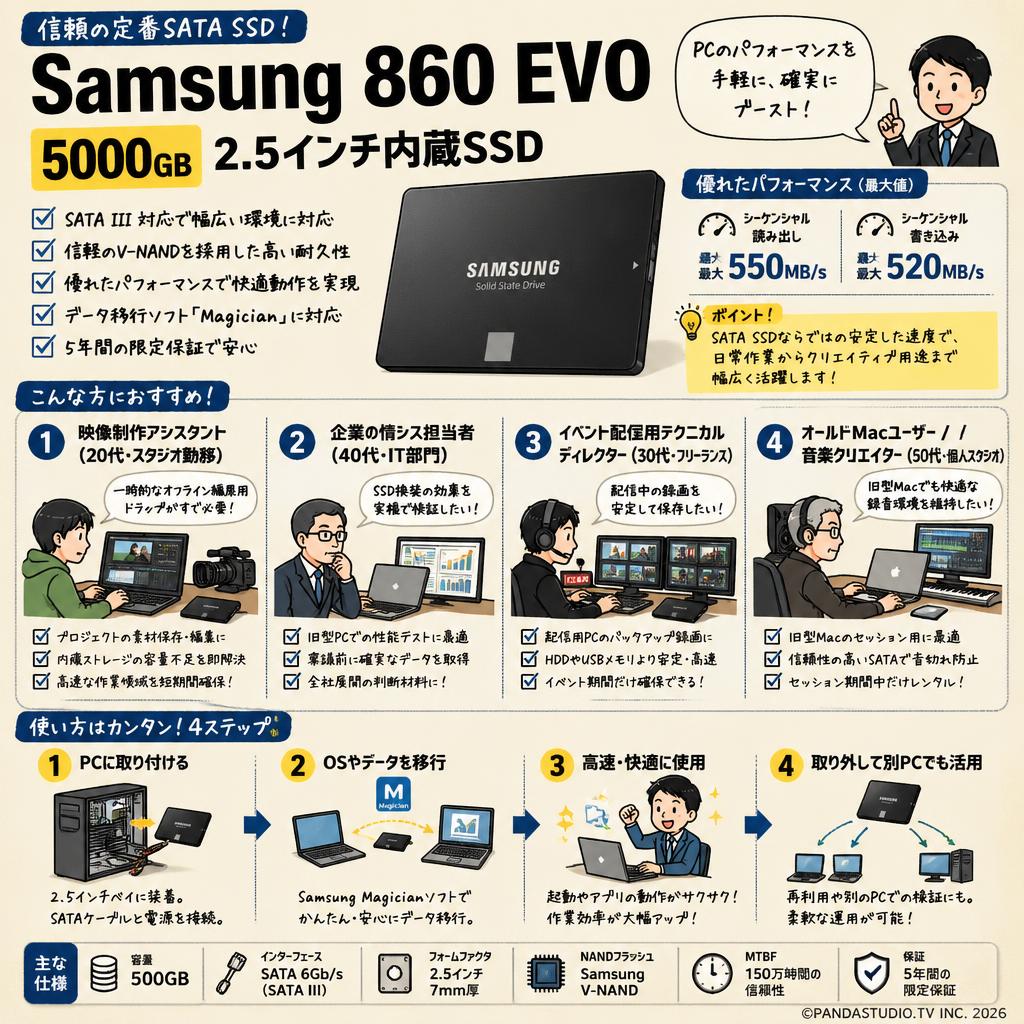 Samsung 860 EVO 500GB  2.5インチ内臓SSD おもな対象のお客様