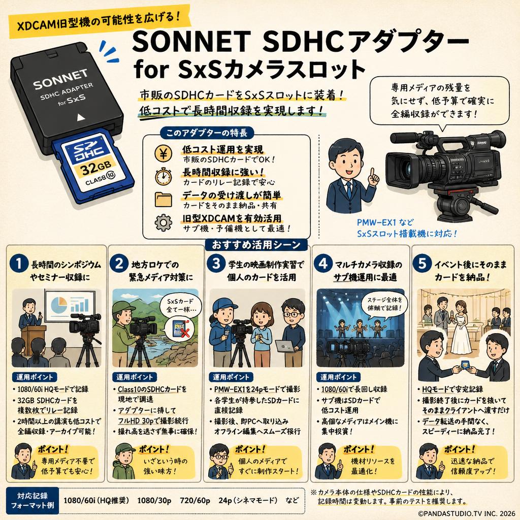 SONNET SDHC Adapter for SxS Camera Slot 用途