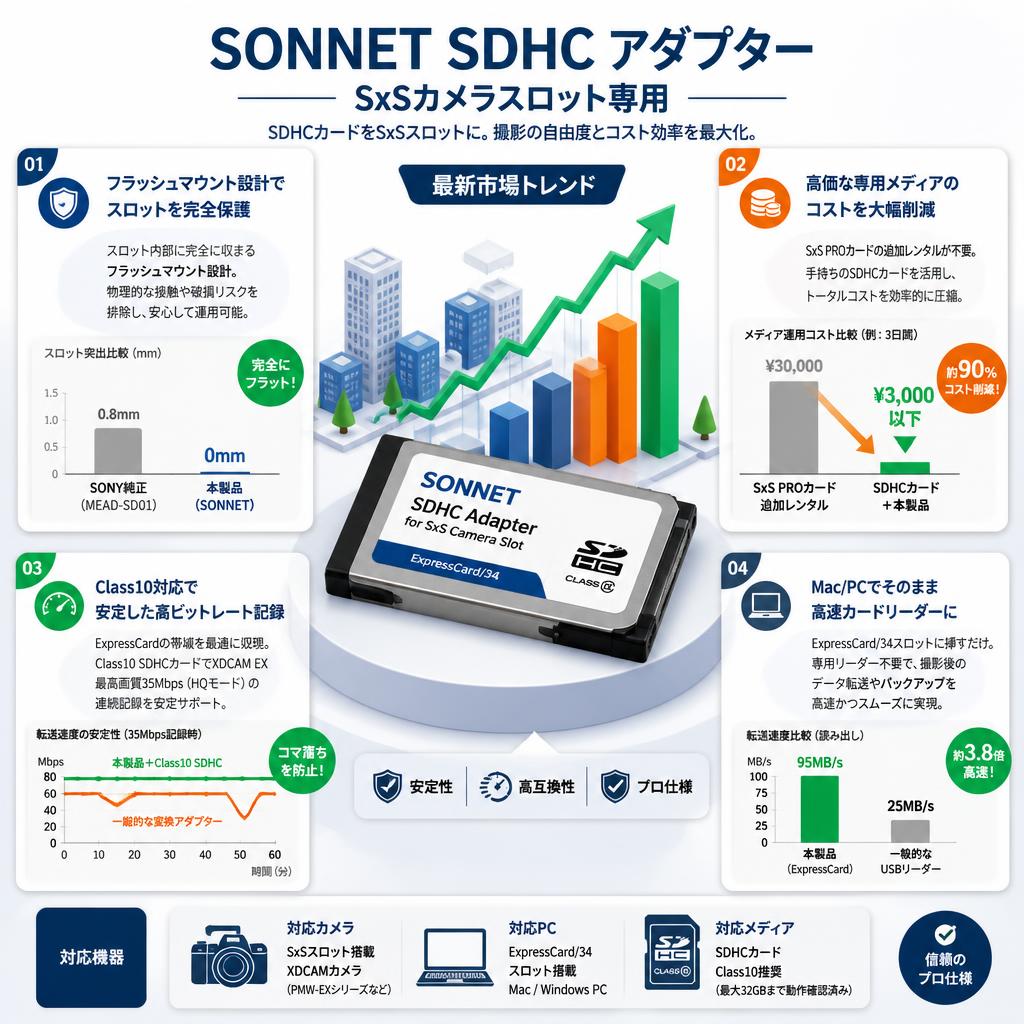 SONNET SDHC Adapter for SxS Camera Slot セールスポイント