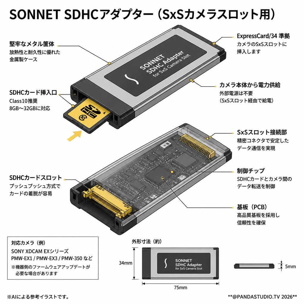 SONNET SDHC Adapter for SxS Camera Slot スペック