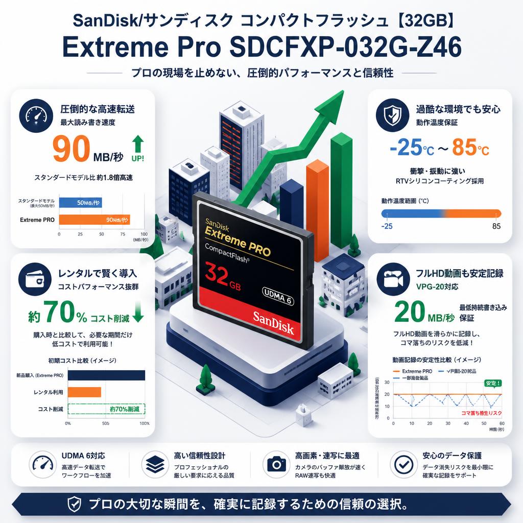 SanDisk/サンディスク コンパクトフラッシュ 【32GB】  Extreme Pro SDCFXP-032G-Z46 セールスポイント