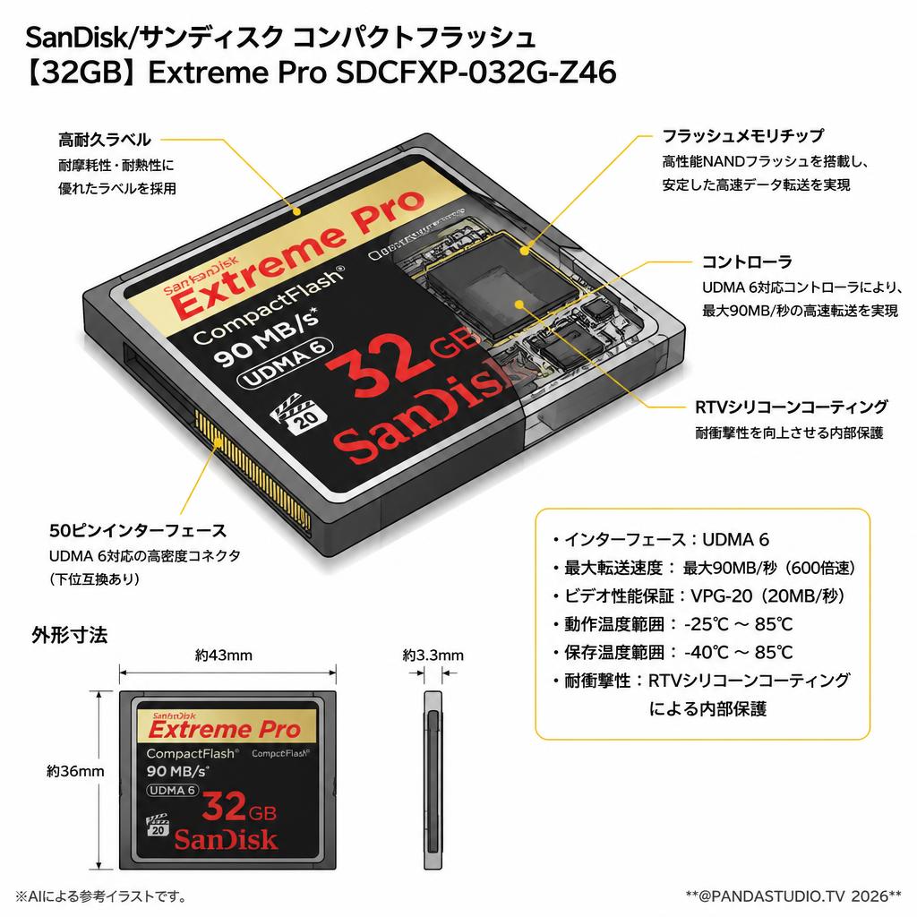 SanDisk/サンディスク コンパクトフラッシュ 【32GB】  Extreme Pro SDCFXP-032G-Z46 スペック