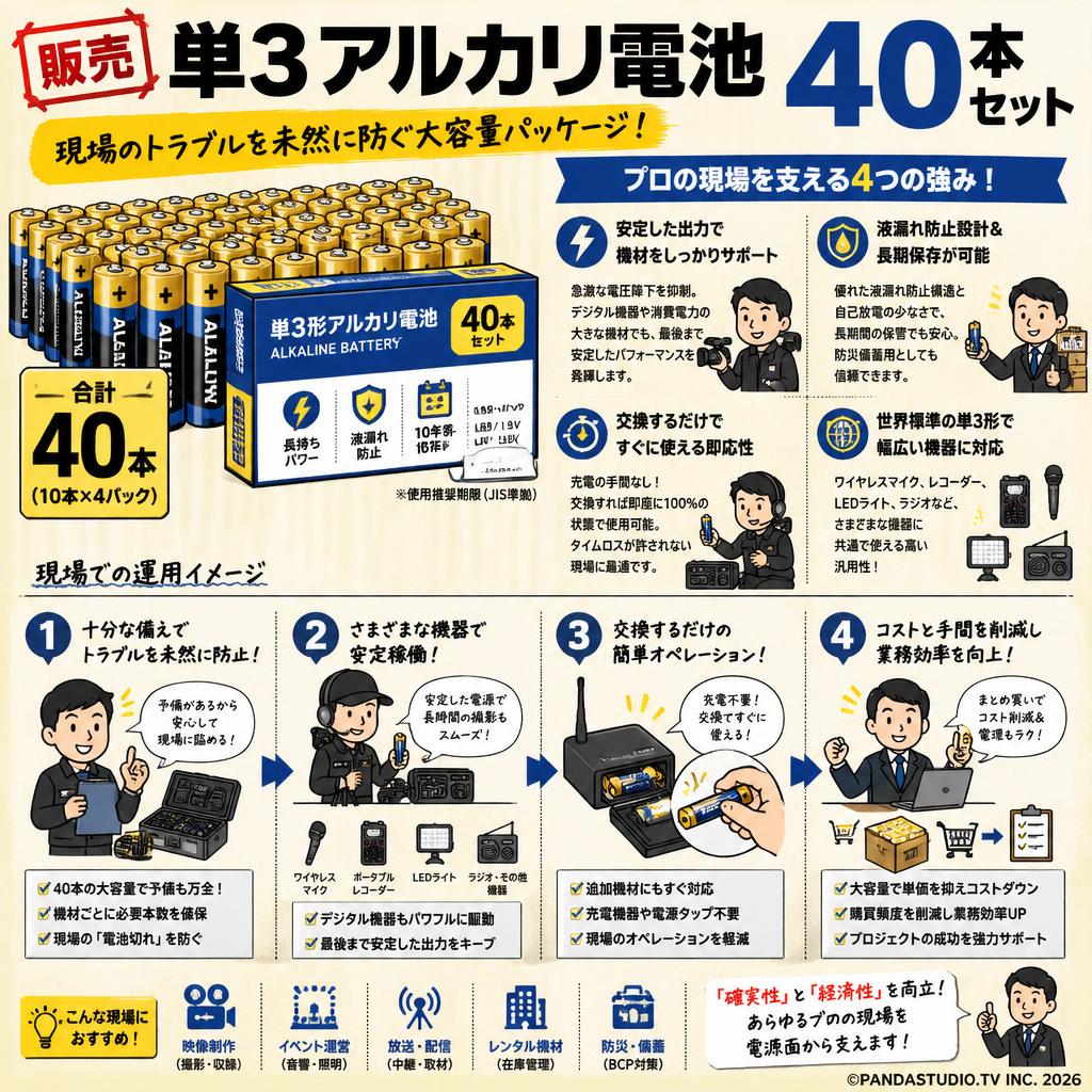 【販売】単3アルカリ電池　40本セット 概要