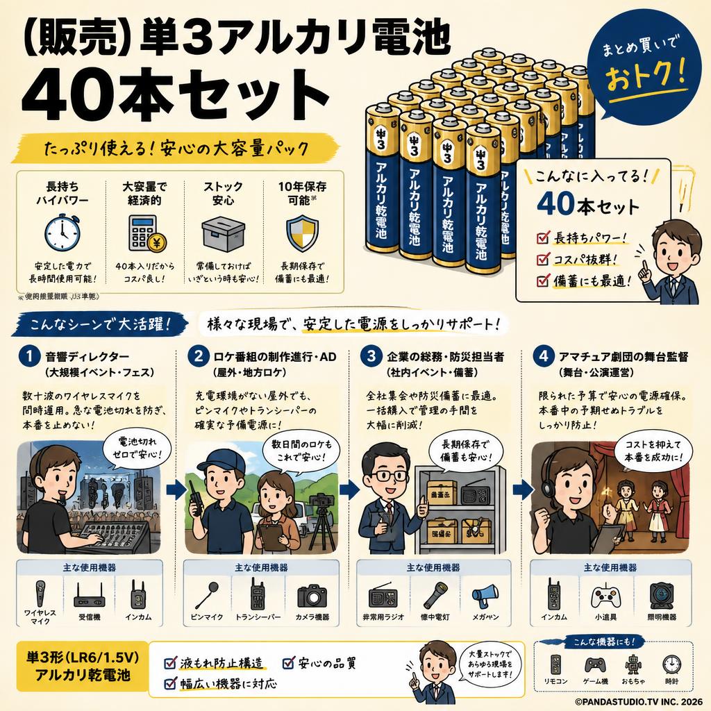 【販売】単3アルカリ電池　40本セット おもな対象のお客様