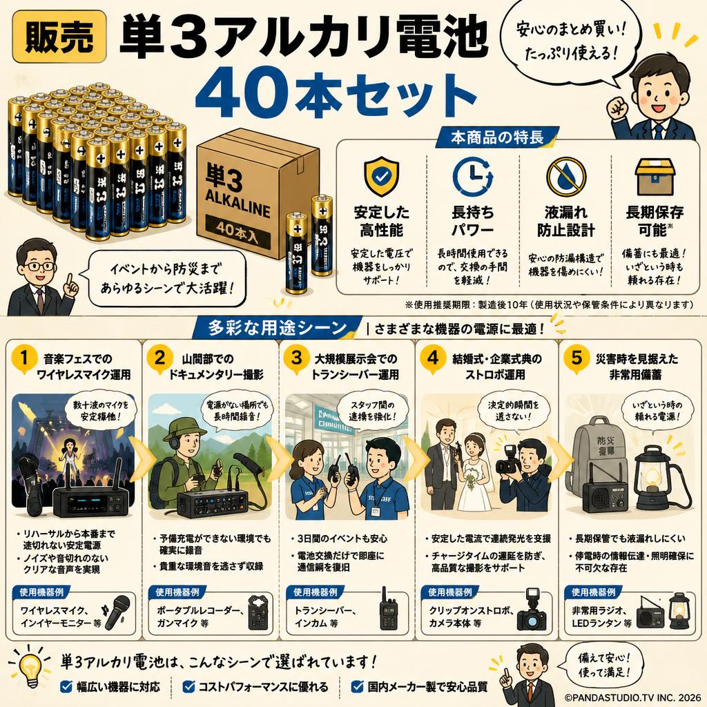 【販売】単3アルカリ電池　40本セット 用途