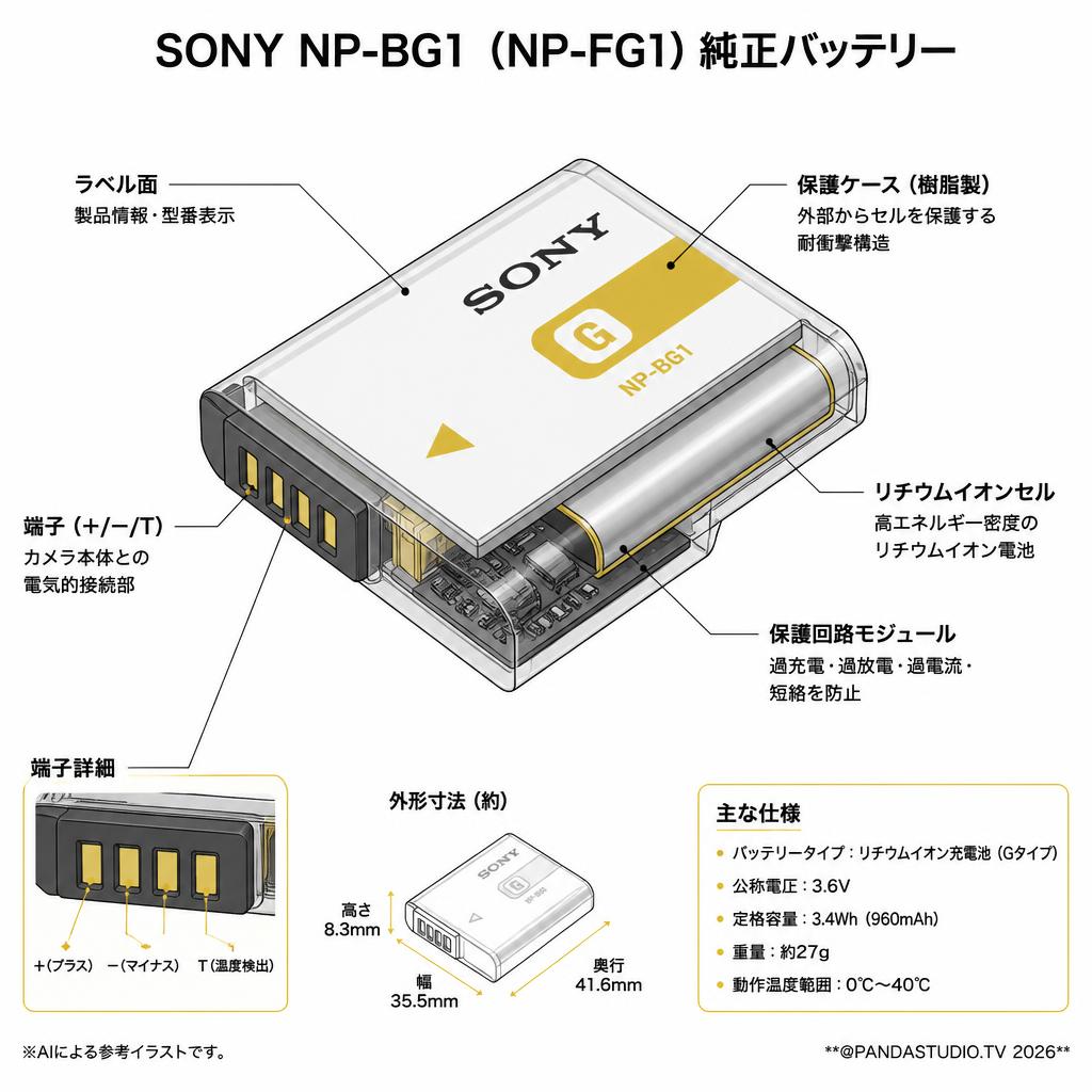 SONY NP-BG1  (NP-FG1) 純正バッテリー スペック