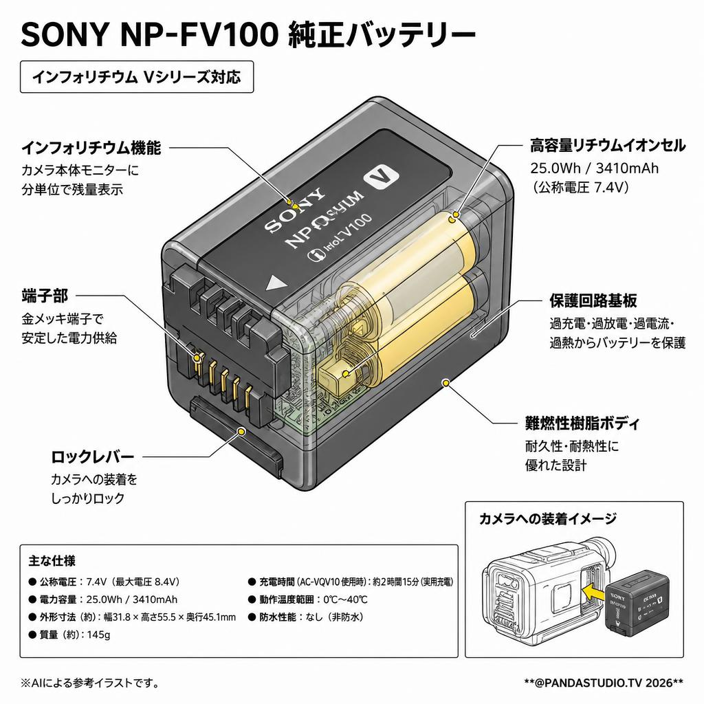 SONY NP-FV100 純正バッテリー スペック