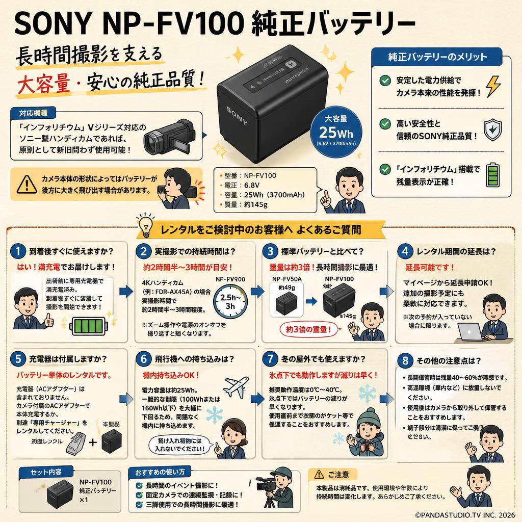 SONY NP-FV100 純正バッテリー FAQ（よくある質問と答え）