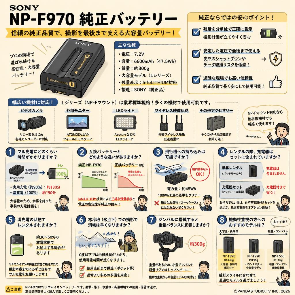 SONY NP-F970 純正バッテリー FAQ（よくある質問と答え）