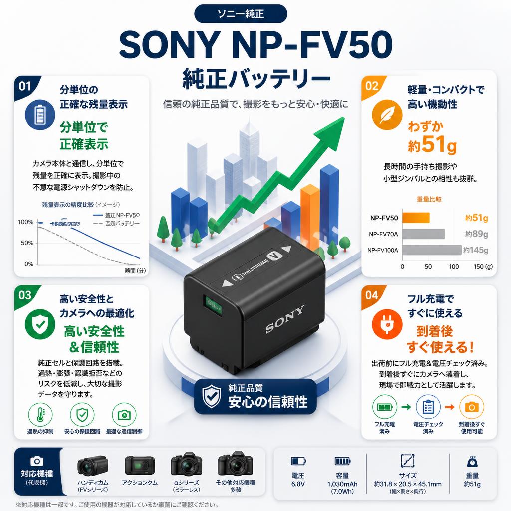 SONY NP-FV50 純正バッテリー セールスポイント