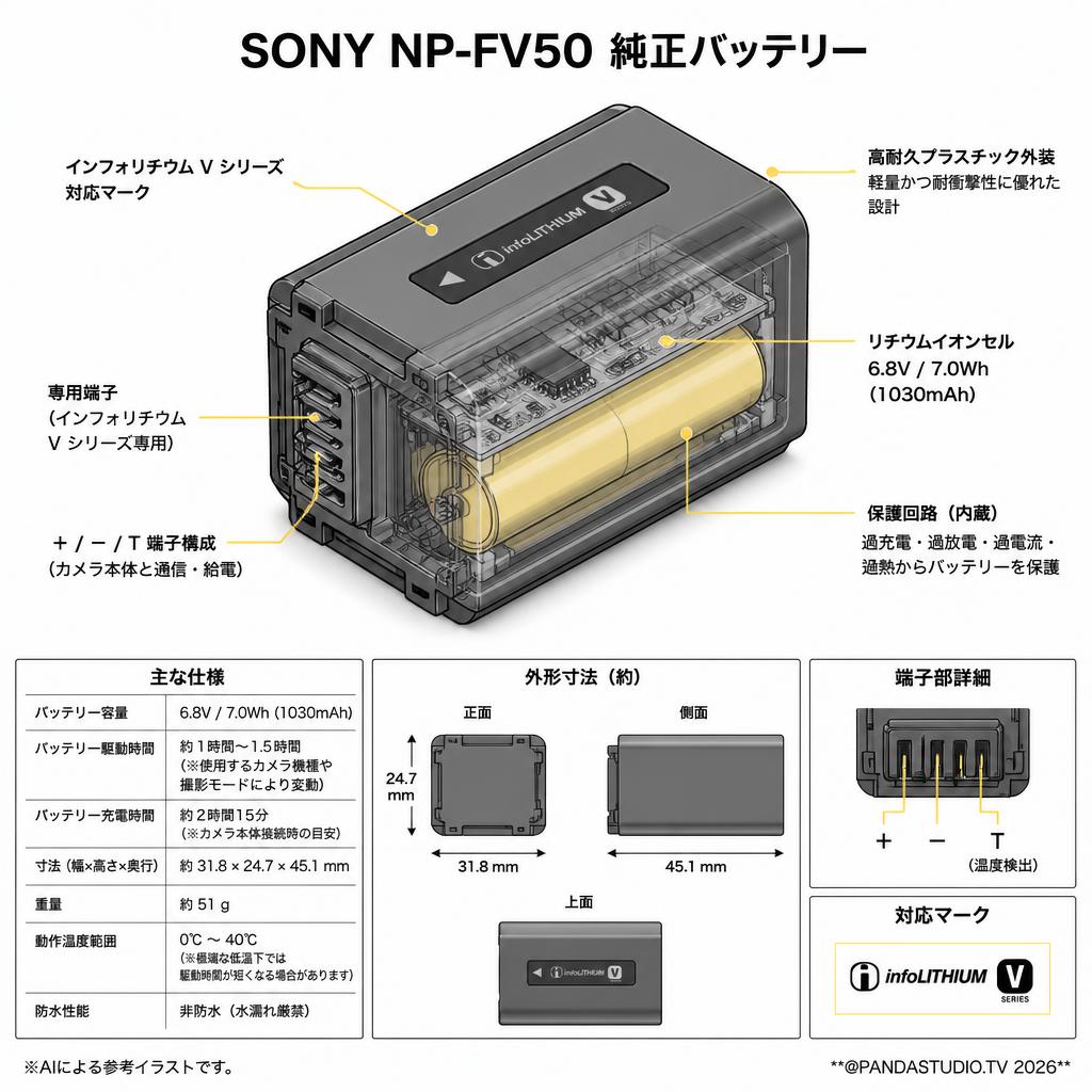 SONY NP-FV50 純正バッテリー スペック
