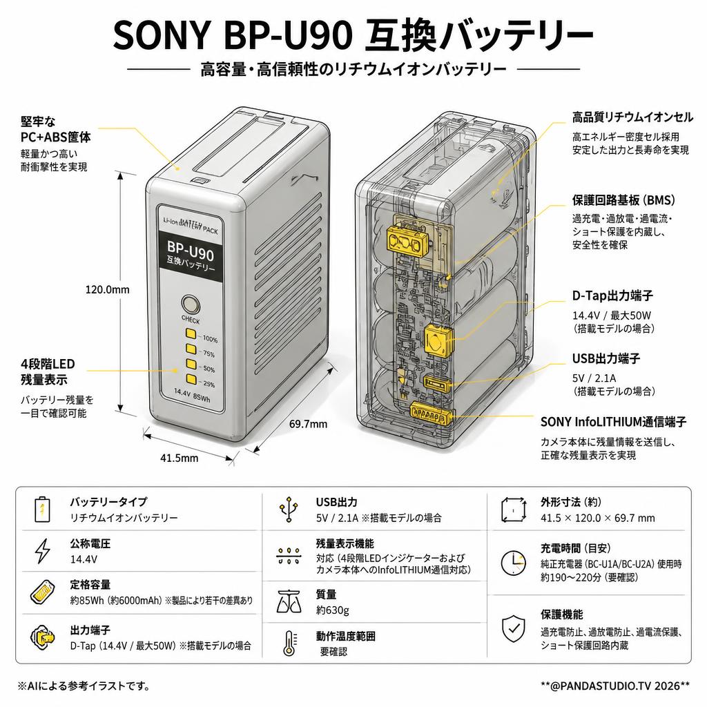 SONY BP-U90 互換バッテリー スペック