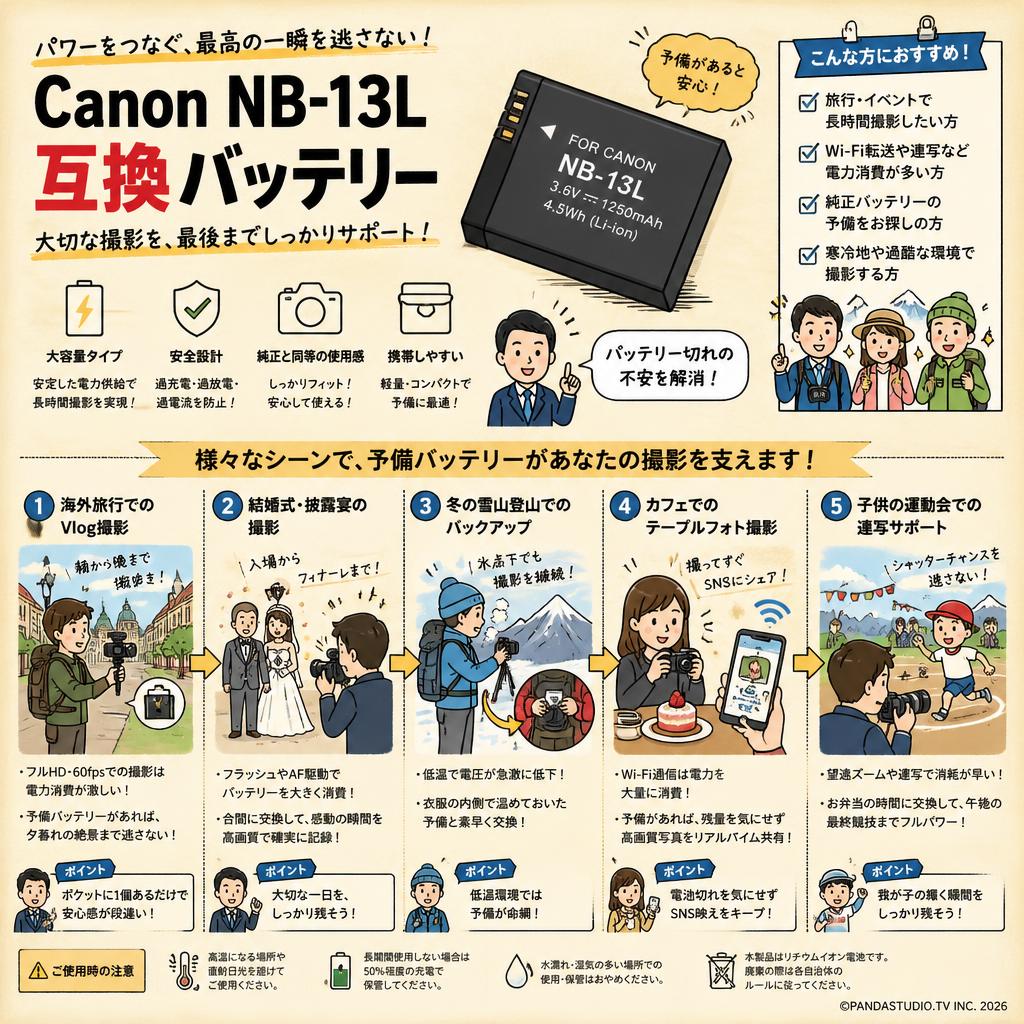 Canon NB-13L 互換 バッテリー 用途