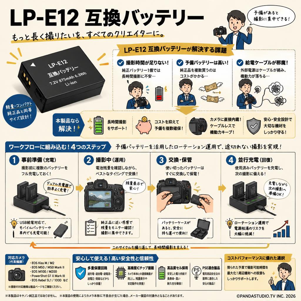 LP-E12 互換バッテリー 概要