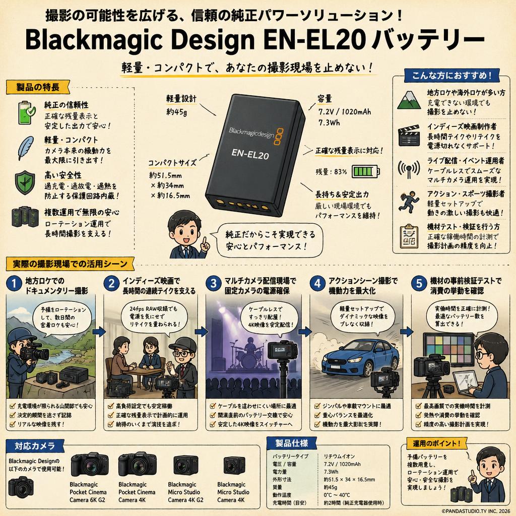 Blackmagic Design EN-EL20 Batteries 用途
