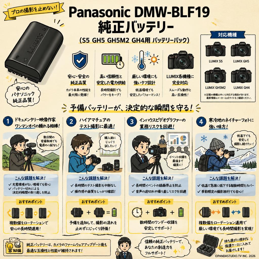 Panasonic DMW-BLF19 純正バッテリー (S5 GH5 GH5M2 GH4用 バッテリーパック) おもな対象のお客様