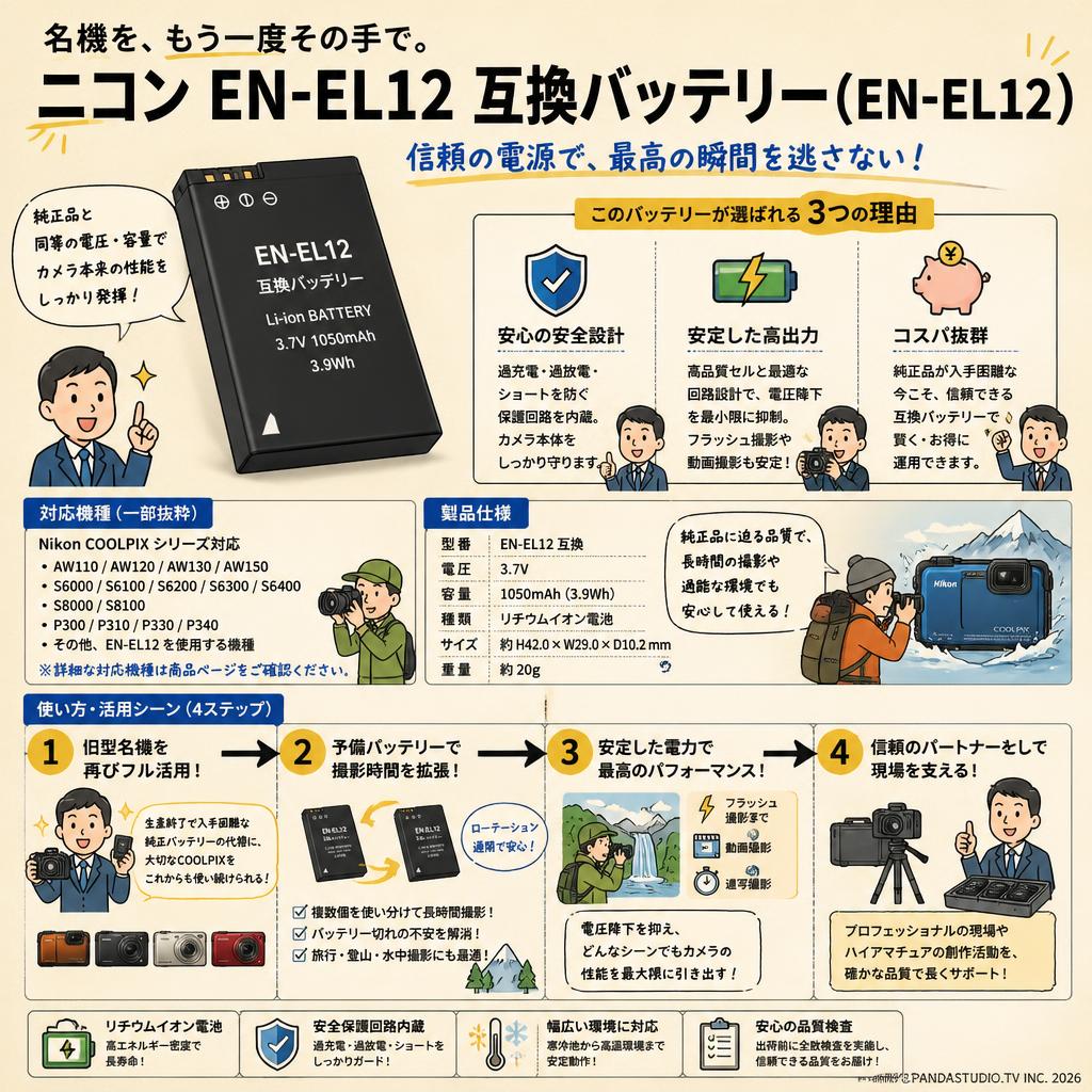 ニコン EN-EL12 互換バッテリー (EN-EL12) 概要