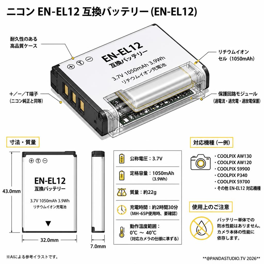 ニコン EN-EL12 互換バッテリー (EN-EL12) スペック