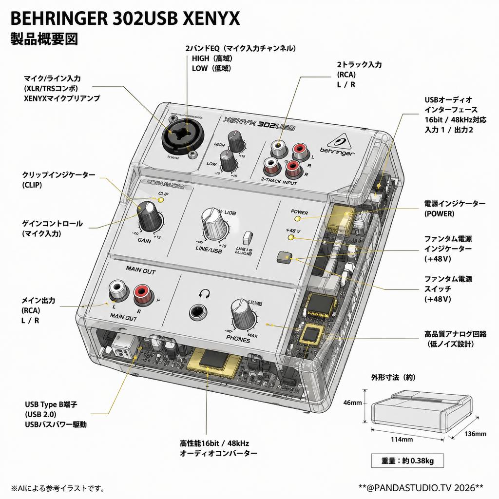 BEHRINGER  302USB XENYX スペック