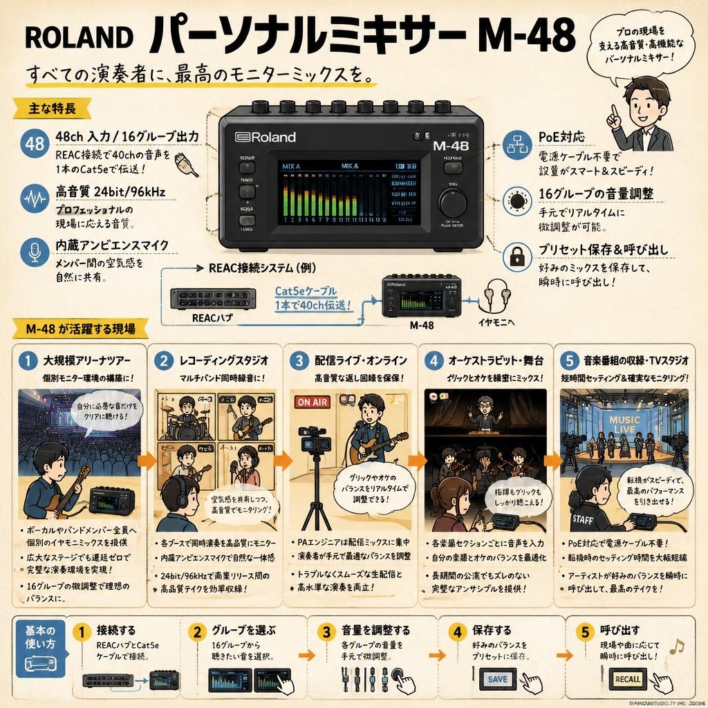 ROLAND パーソナルミキサー M-48 用途