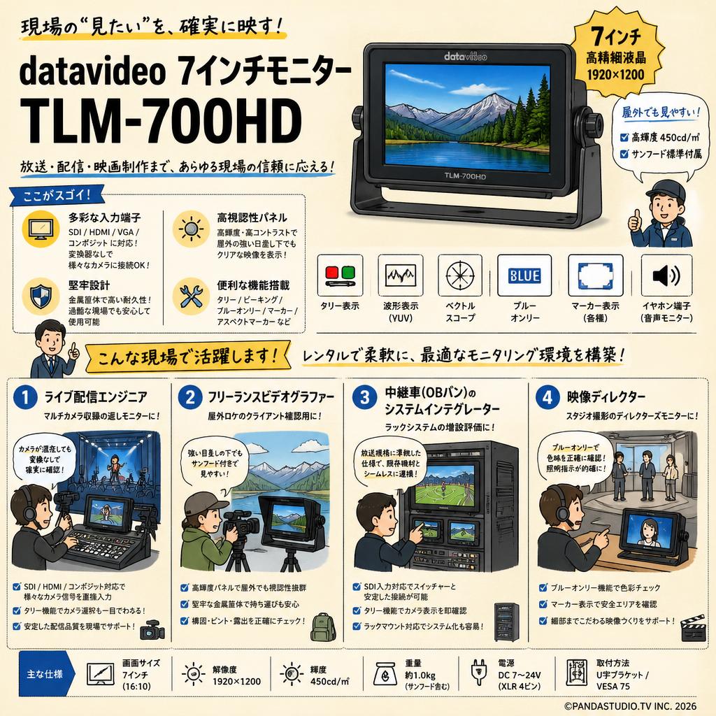 datavideo 7インチモニターTLM-700HD おもな対象のお客様