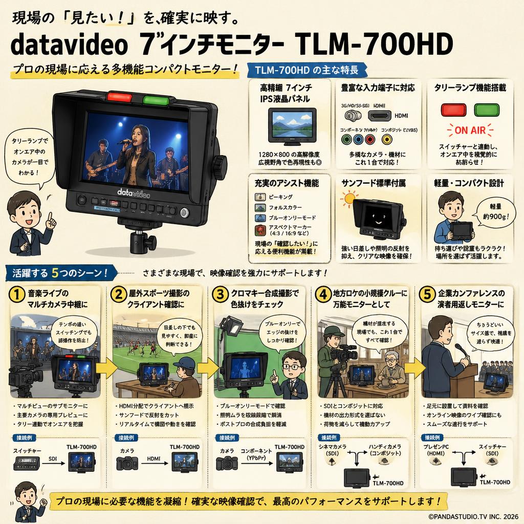 datavideo 7インチモニターTLM-700HD 用途