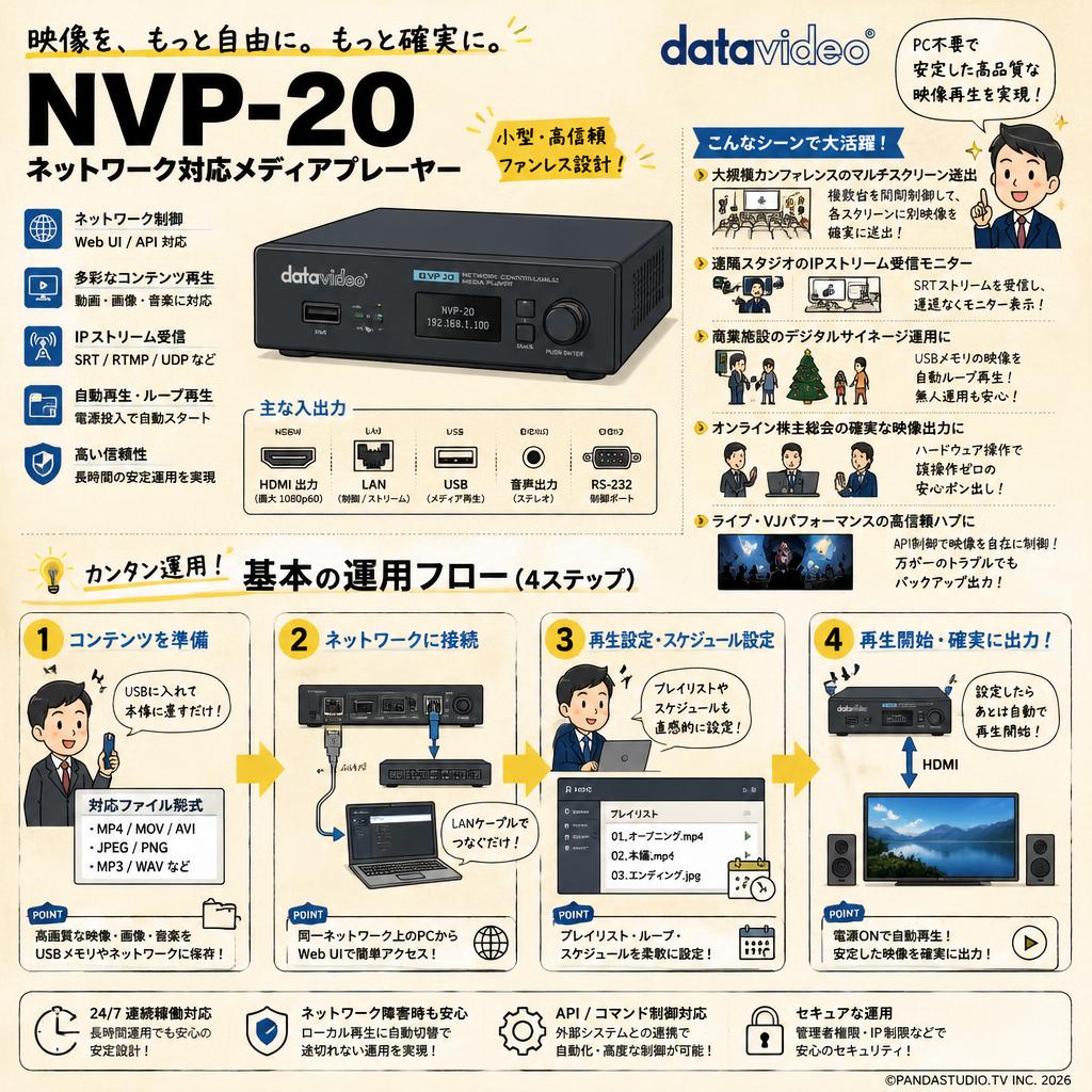 datavideo NVP-20 Network Controllable Media Player 用途