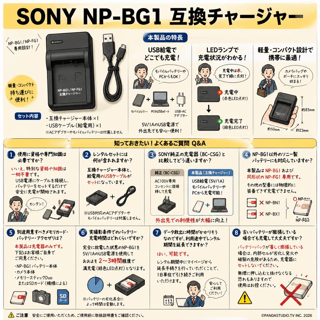SONY NP-BG1   互換チャージャー FAQ（よくある質問と答え）