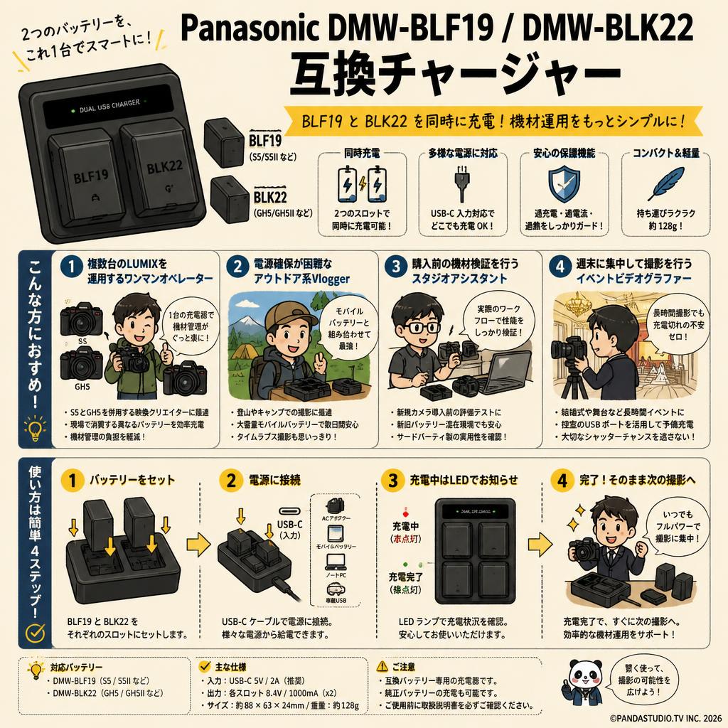 Panasonic DMW-BLF19 / DMW-BLK22  互換チャージャー おもな対象のお客様