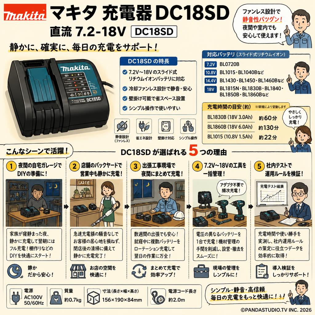 マキタ 充電器DC18SD 直流7.2-18V DC18SD 用途
