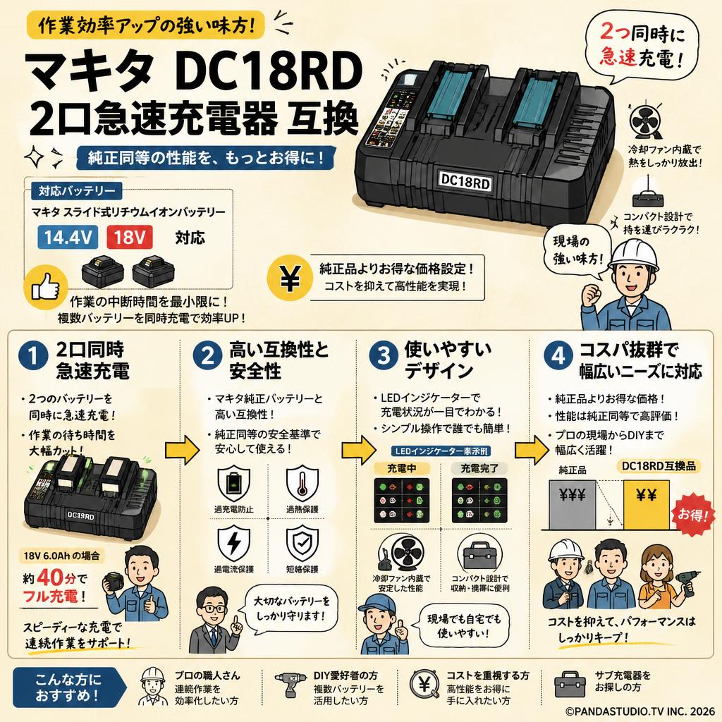 マキタ  DC18RD 2口急速充電器 互換 概要