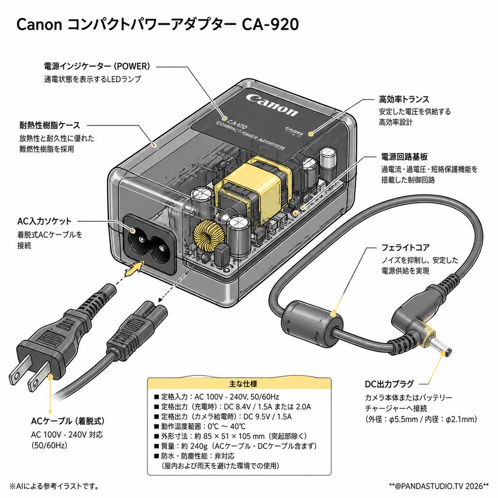 Canon コンパクトパワーアダプター CA-920 スペック
